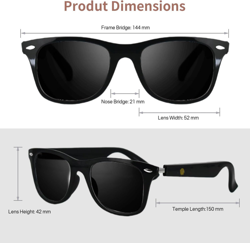 AI Smart Glasses for Men Women, Real-Time Translation Glasses with Chatgpt, Wireless Bluetooth 5.3, UV Protection Polarized Smart Sunglasses with 160+ Languages, Ideal for Travel Study & Business