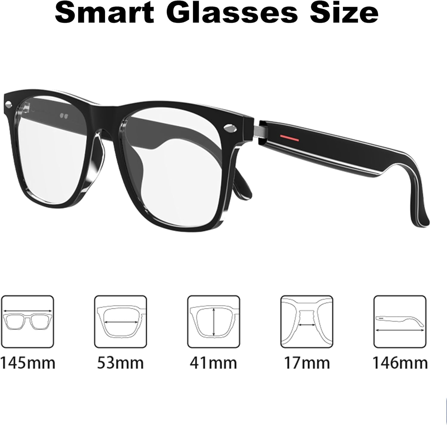 Smart Audio Glasses,Anti-Blue Light Lenses,Open Ear Bluetooth Glasses with Noise Canceling Microphone,Touch Control, IP65 Water Resistant,Lightweight Eyewear for Office & Home