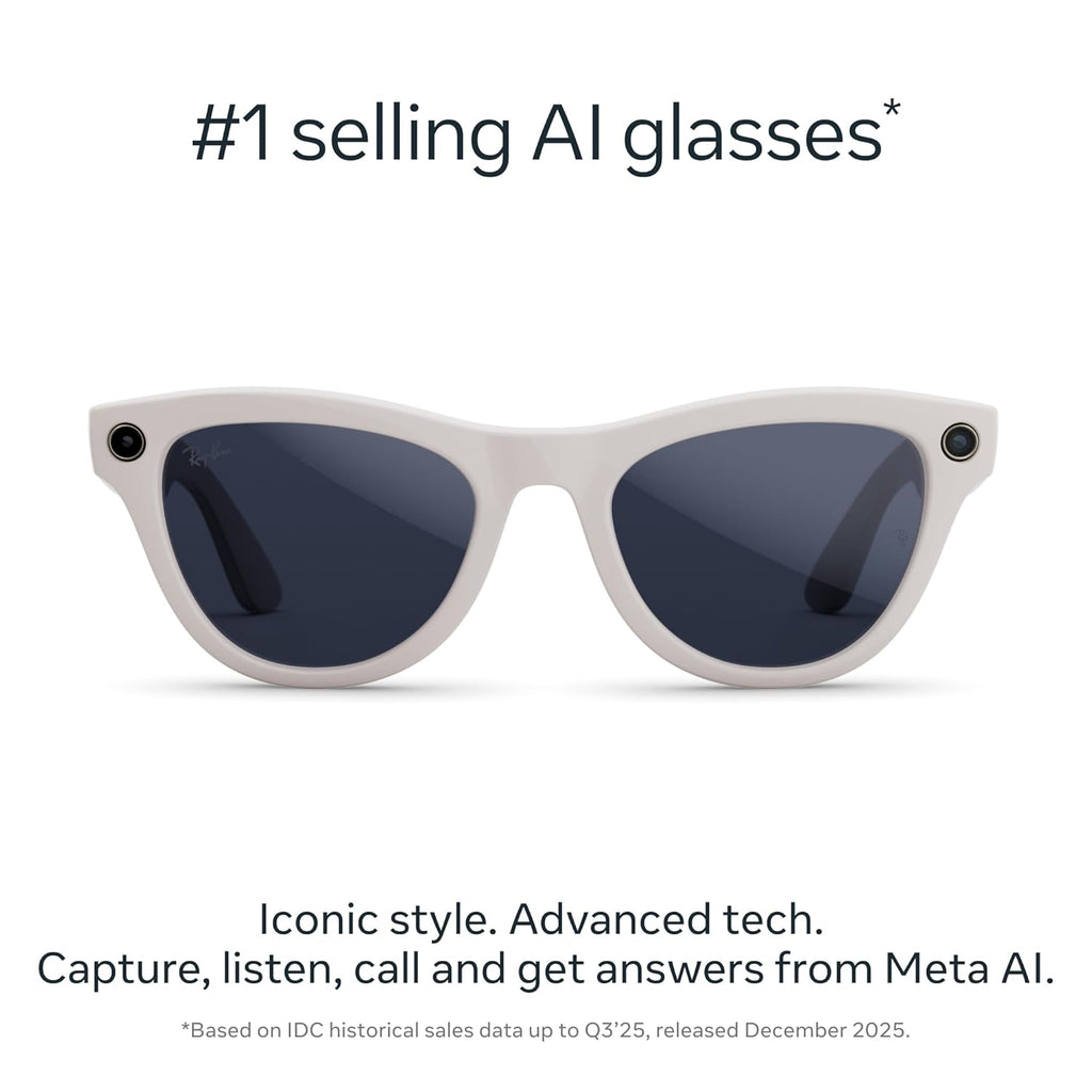 Ray-Ban Meta (Gen 2), Skyler, Shiny Chalky Grey | Smart AI Glasses for Men, Women — 2X Battery Life — 3K Ultra HD Resolution — 12 MP Ultra-Wide Camera, Audio, Video — Transitions® Sapphire Lenses