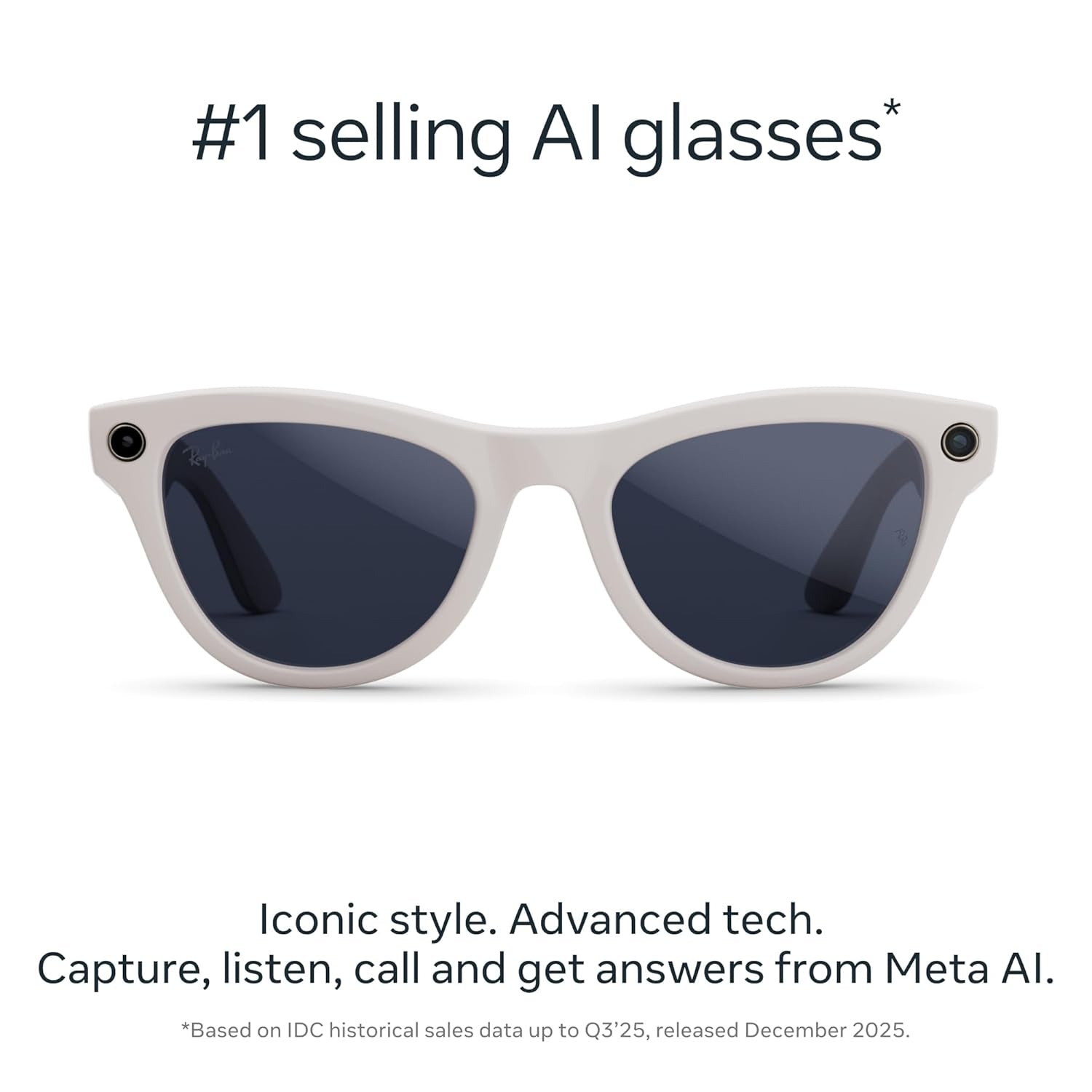 Ray-Ban Meta (Gen 2), Skyler, Shiny Chalky Grey | Smart AI Glasses for Men, Women — 2X Battery Life — 3K Ultra HD Resolution — 12 MP Ultra-Wide Camera, Audio, Video — Transitions® Sapphire Lenses
