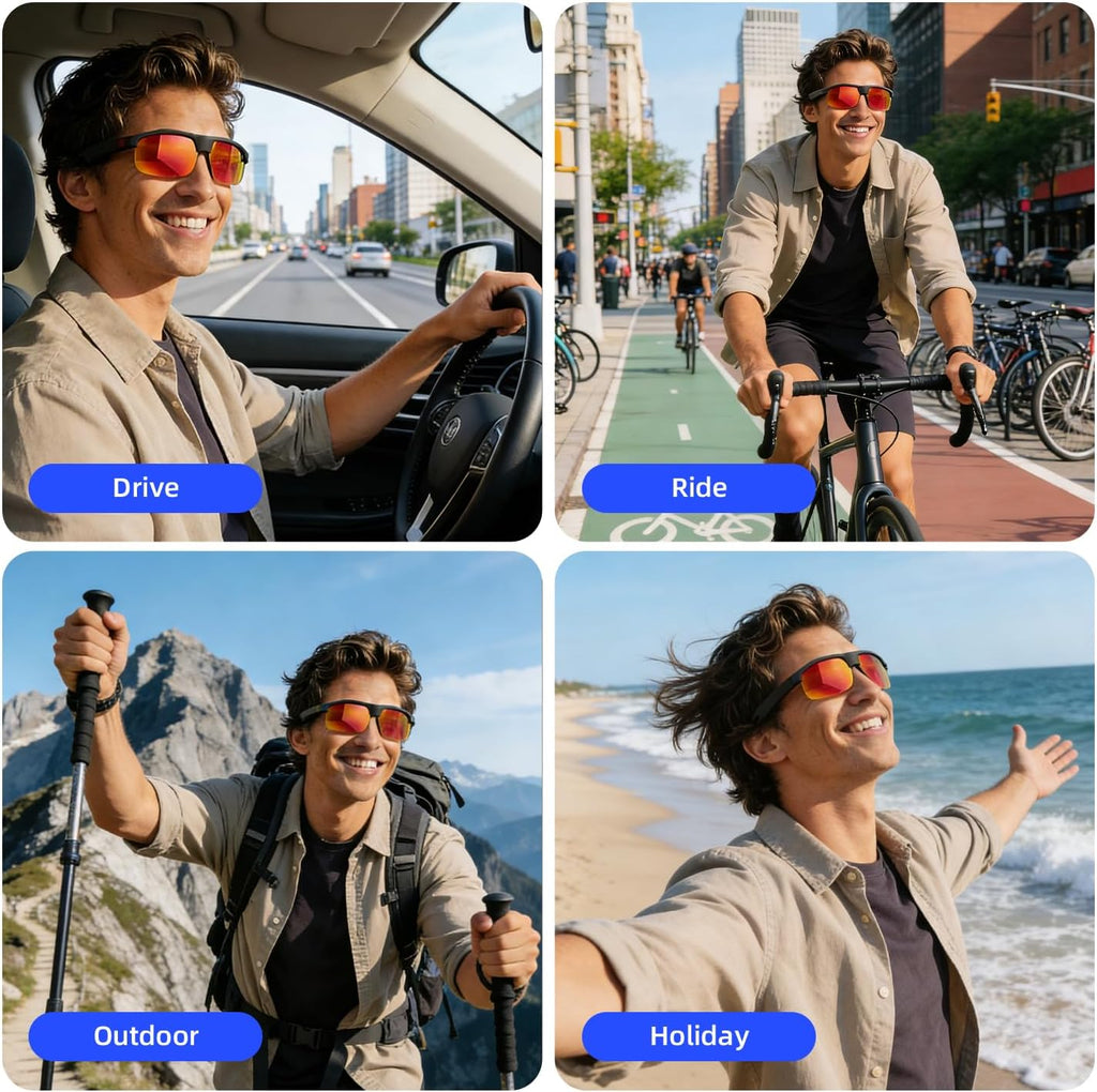 Al Smart Glasses for Men Women, Bluetooth Translation Glasses with 164+ Languages, UV400 Sunglasses, Bluetooth 5.4 Glasses W/Music & Hands-Free Calling, for Outdoor Sports & Travel