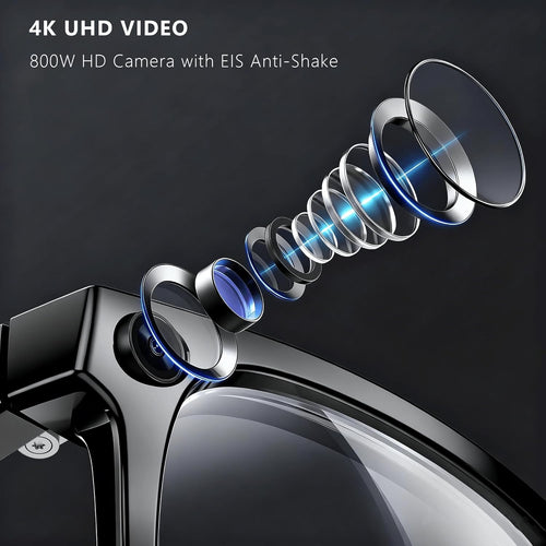 4K AI Smart Glasses with Photochromic Lenses, Integrated Chatgpt AI Model, Real-Time Translation, HD Video Recording, Long Battery Life, Bluetooth 5.4 Wireless