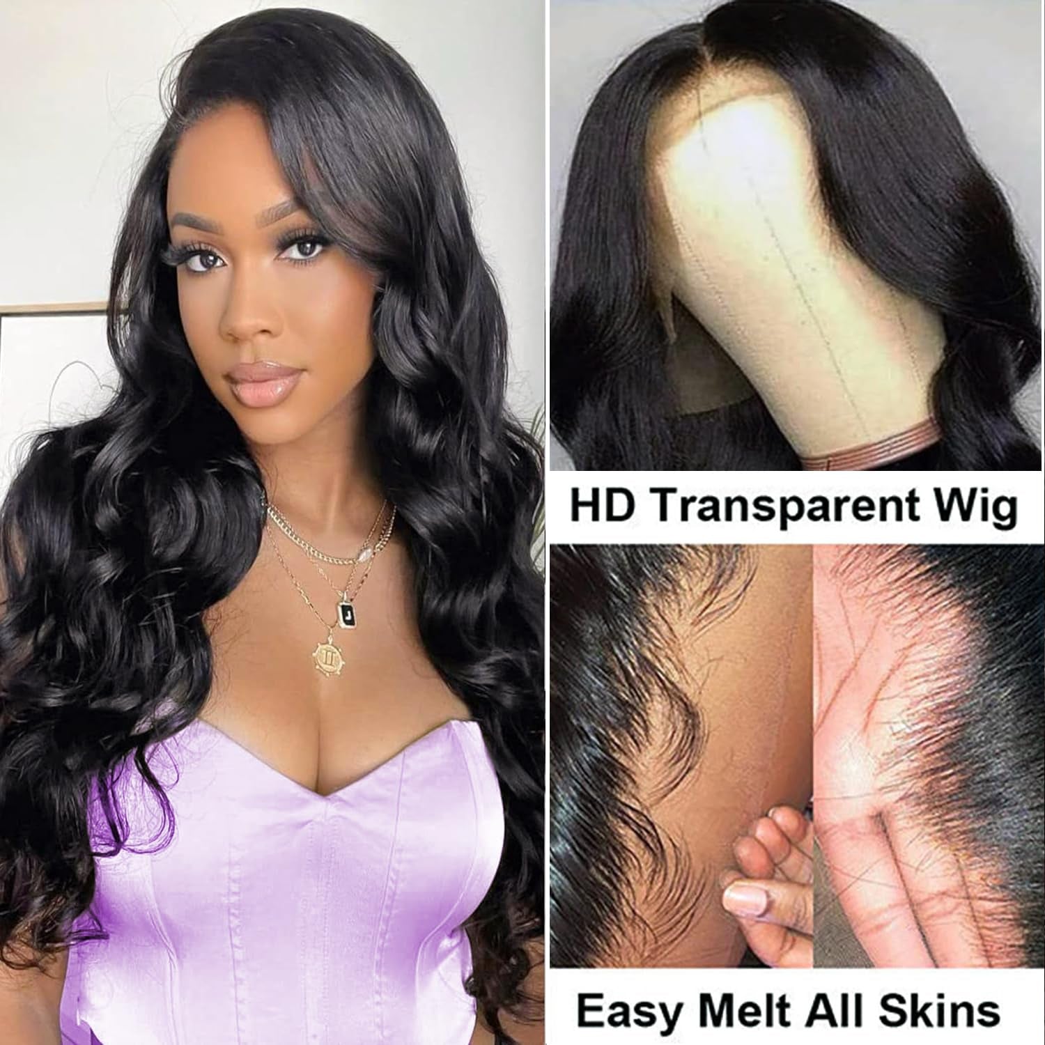 CSCHS Body Wave Wig 13X6 HD Lace Front Wigs Human Hair Pre Plucked Body Wave Lace Front Wigs Human Hair 200 Density Frontal Wigs for Black Women Human Hair Wig 26 Inch