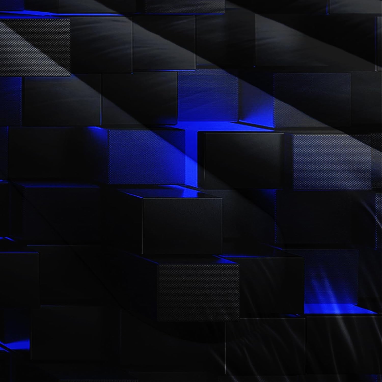 Nttopship Neon Blue Black Comforter Set King Geometric Kids Bedding Set,3 PCS Geometry Honeycomb Bed Set Modern Quilt Set 1 Comforter 2 Pillow Cases Cool Room Decor All Season B-Side Black