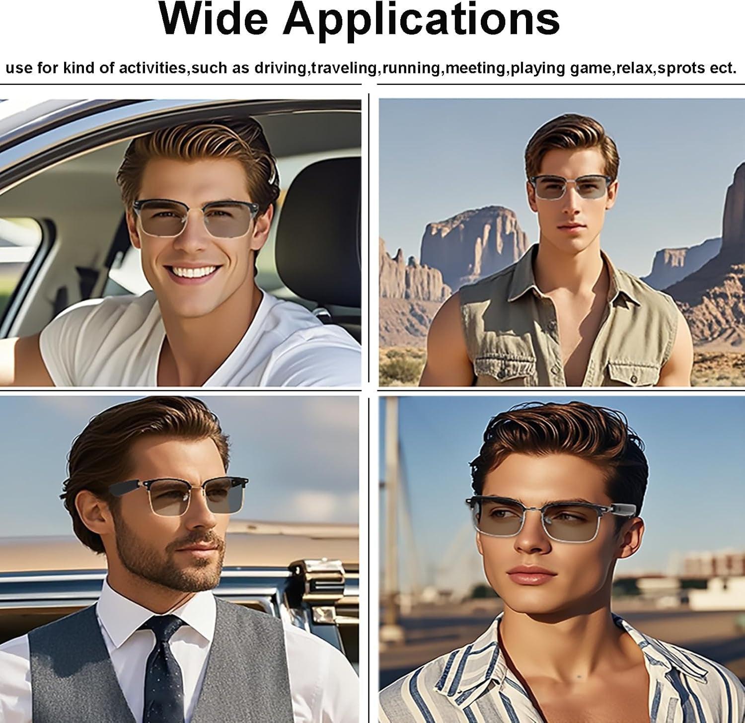 Smart Glasses,Bluetooth Glasses for Men Women,Open Ear Sounds,Transitional Lens for Outerdoor Sport,Audio Glasses for Music Calls (Black Gold)