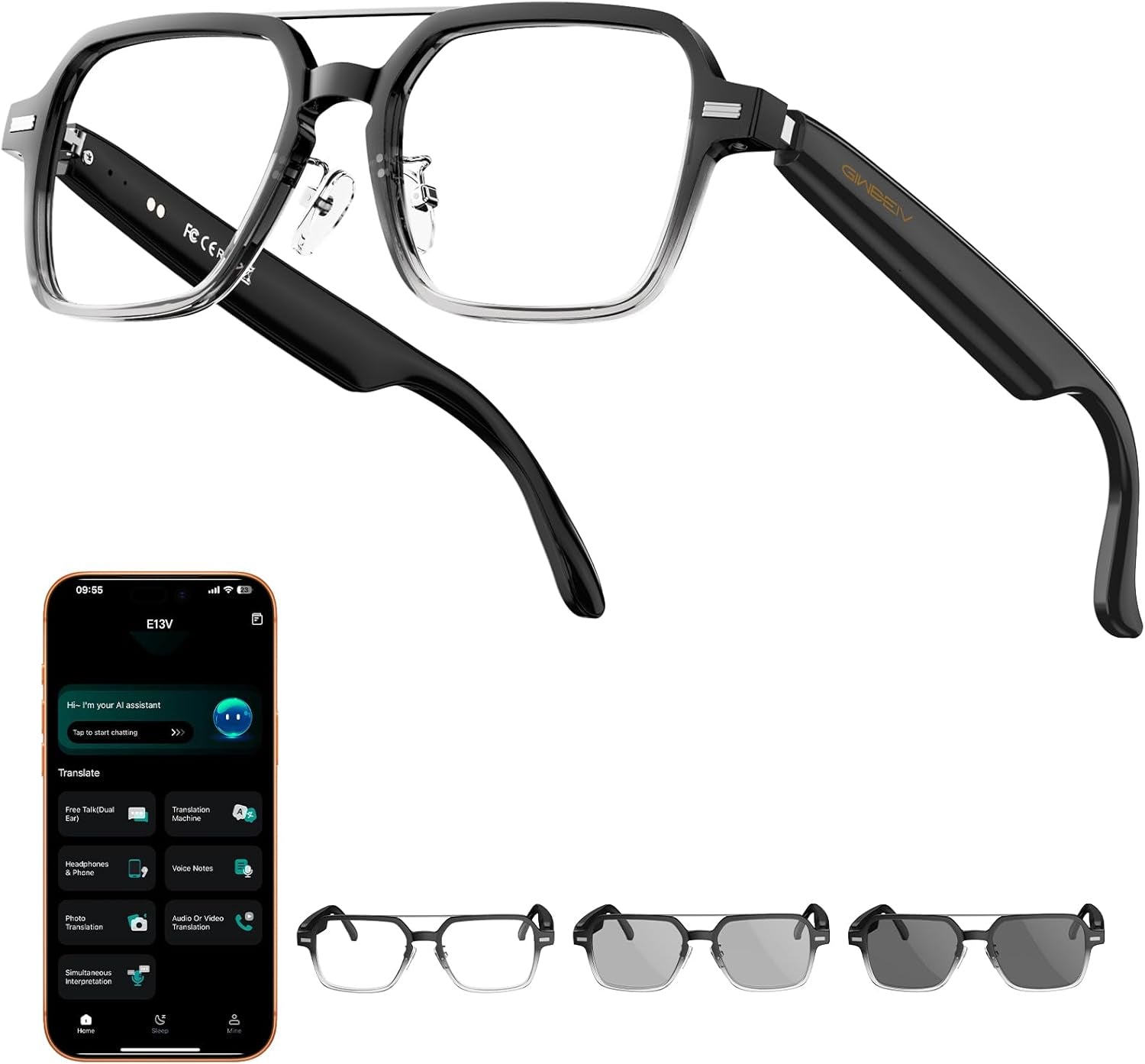 Aviator Smart Glasses for Men & Women, Audio Bluetooth Glasses, Wear Induction Power On/Off, Touch Control, Photochromic Lens, Smart Sunglasses, Music, Hands-Free Calls, Uv/Blue Light Protection