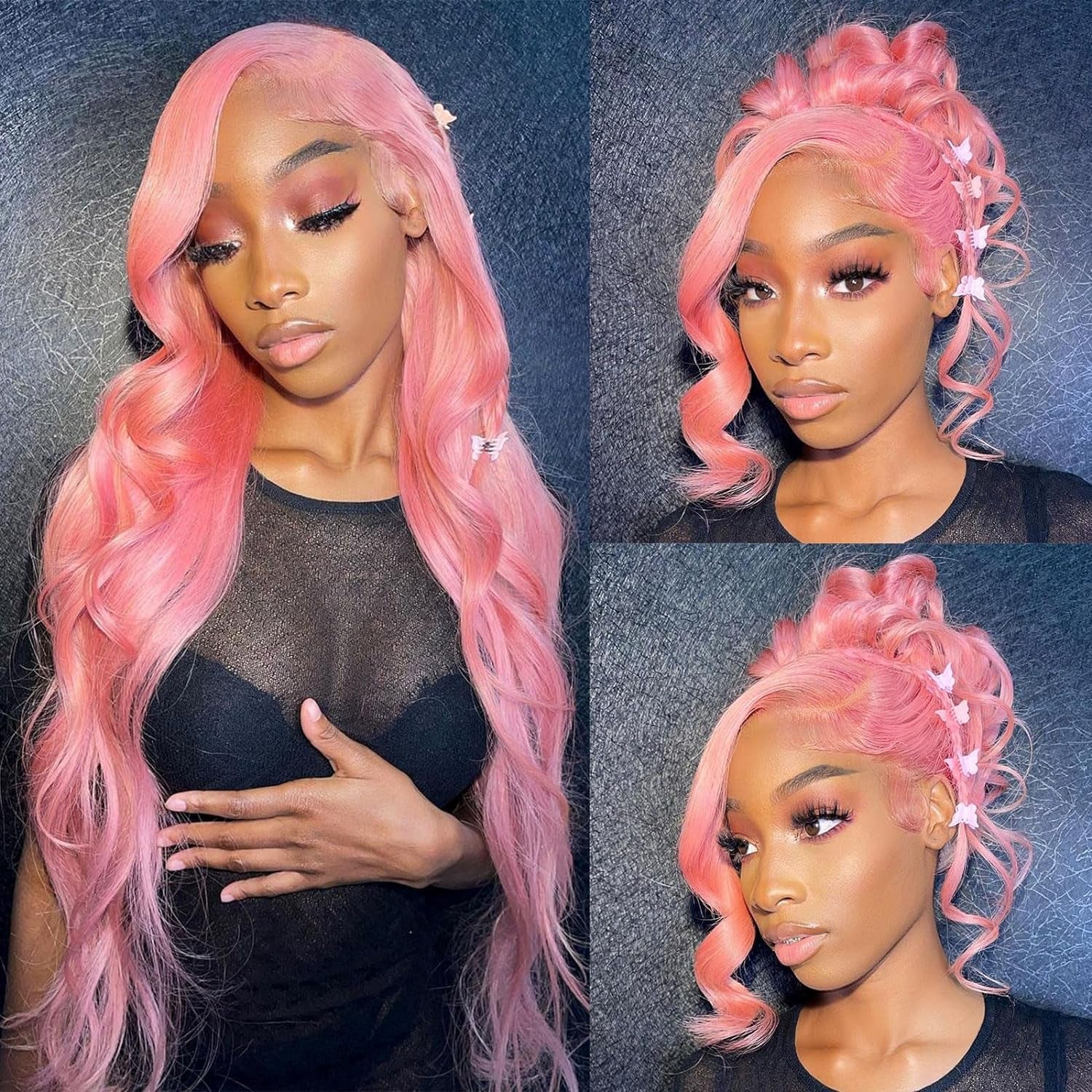 Arabella Pink Lace Front Wig Human Hair 13X4 613 Lace Front Wigs Human Hair 210% Density Ready to Go Glueless Wig Pre Plucked (18Inch, Pink 13X4 Ready to Go Wig)
