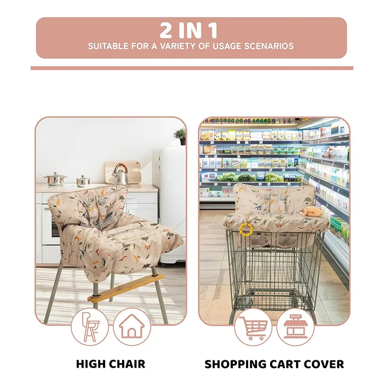 Multifunctional Baby Shopping Cart Cover with Safety Strap High Chair Cover Portable Grocery Cart Covers for Infants Toddlers
