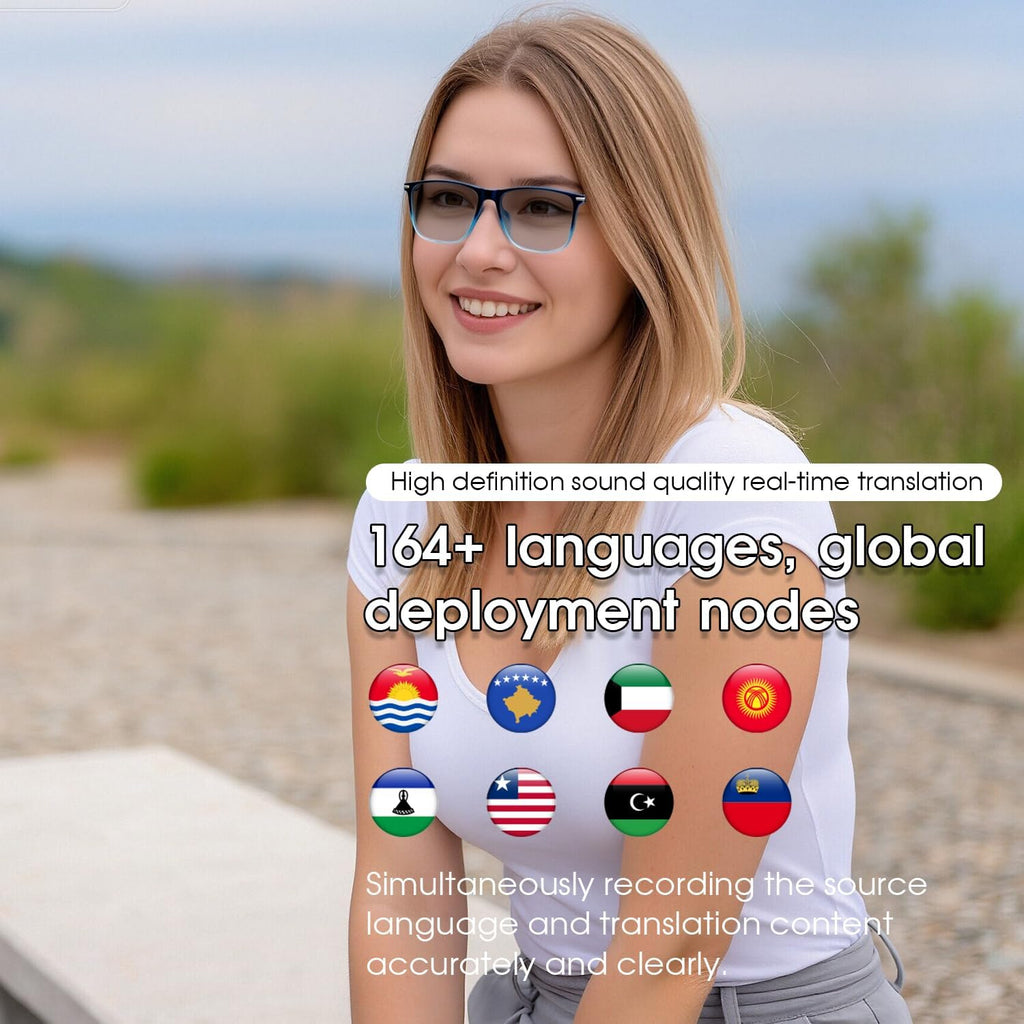 AI Smart Glasses for Men & Women, Photochromic AI Translation Glasses, Support 165+ Languages, Touch Control & IPX5 Waterproof, Multifunctional Bluetooth Glasses, Travel Meeting Business Trade(Brown)
