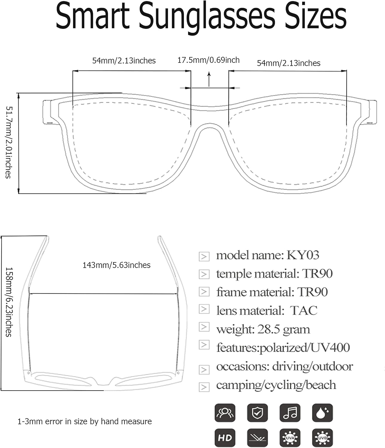 Smart Glasses for Men - Bluetooth Sunglasses with Voice Assistant, Sunlens