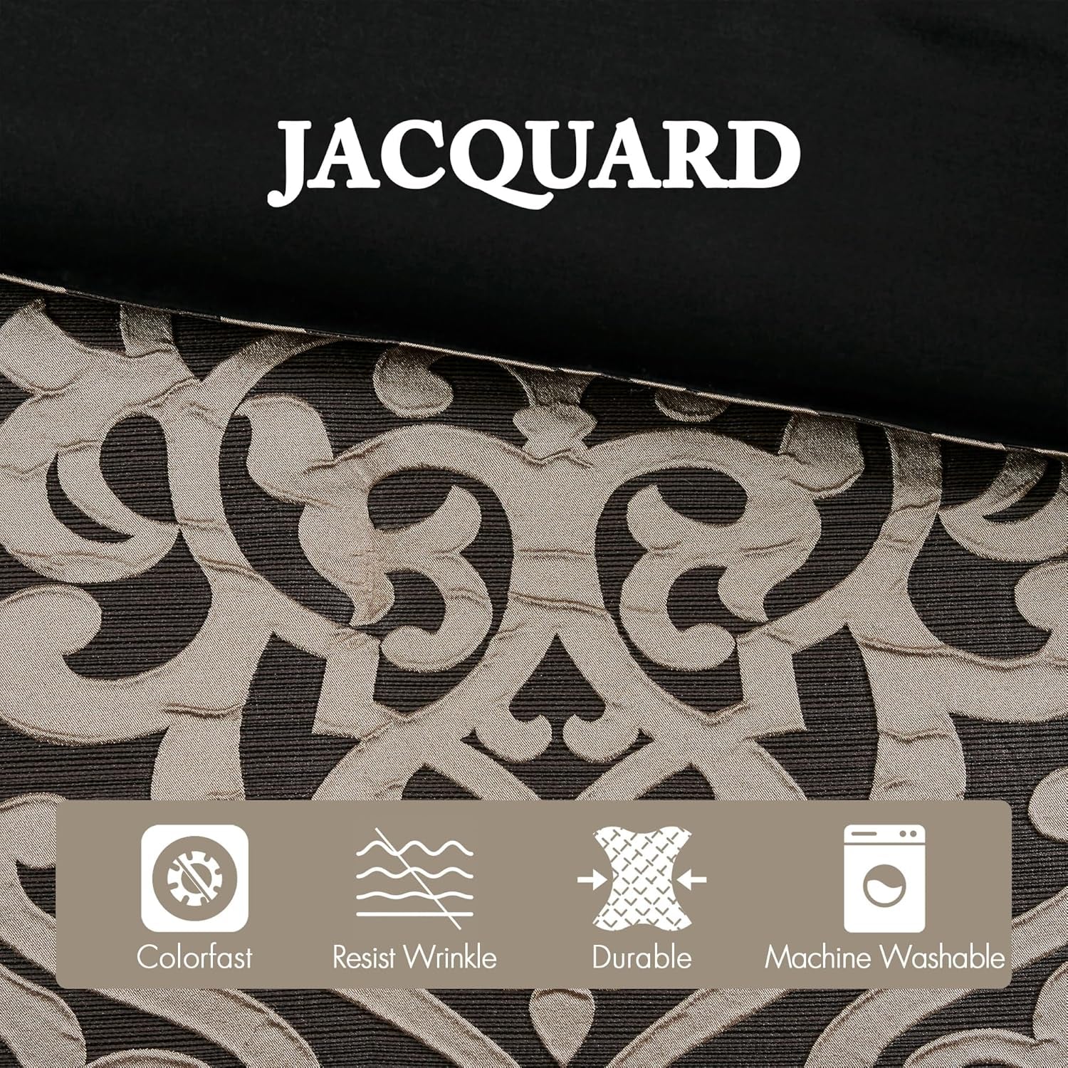 Madison Park Queen Comforter Set Damask Medallion Jacquard Comforters Queen Size Bed, Overfilled All Season Queen Bed Set, Bed Skirt, Shams, Decor Pillows, Odette, Queen(90 in X 90 In), Black 8 Piece