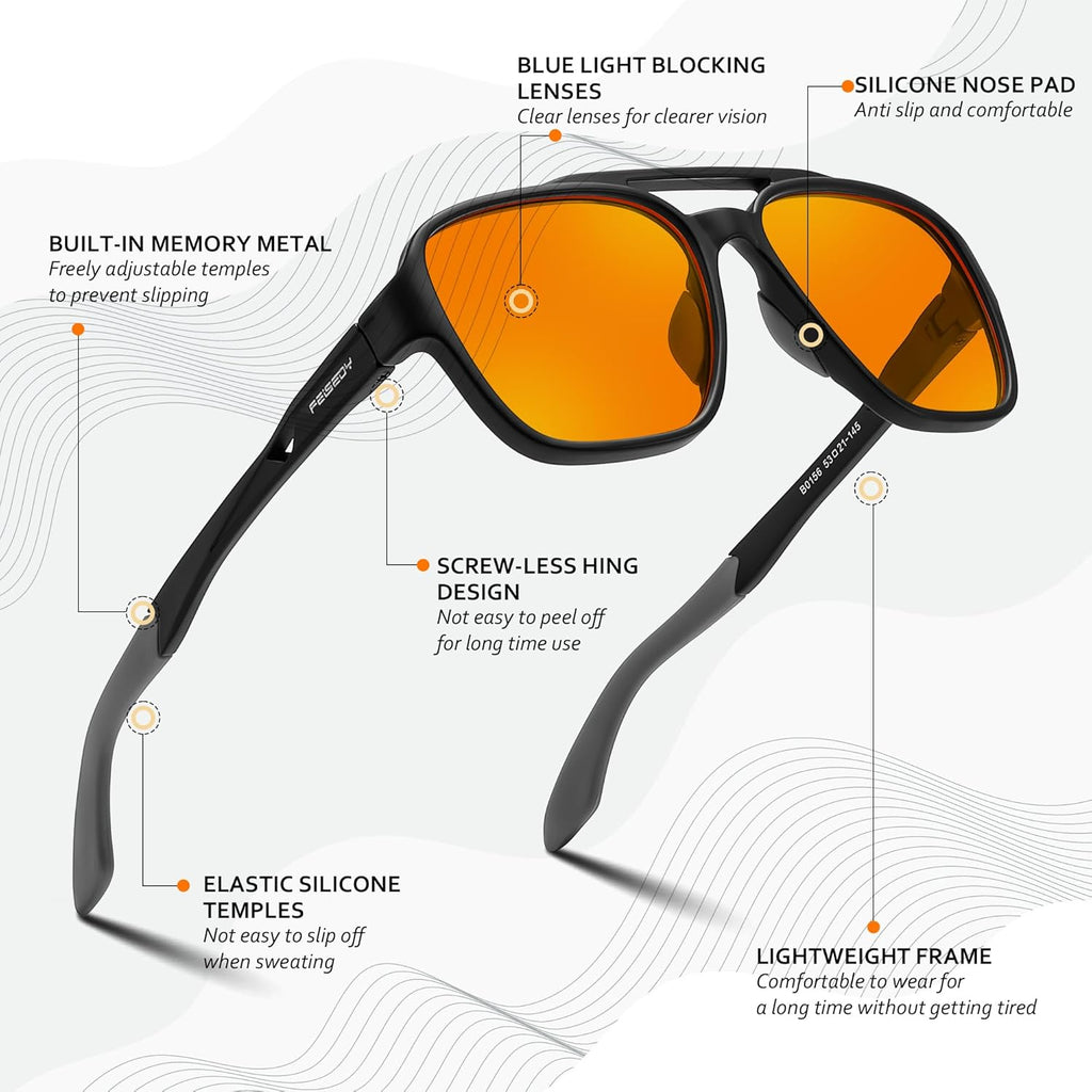 Orange Blue Light Blocking Glasses for Woman Men Amber Lenses Computer Gaming Glasses for Better Sleep