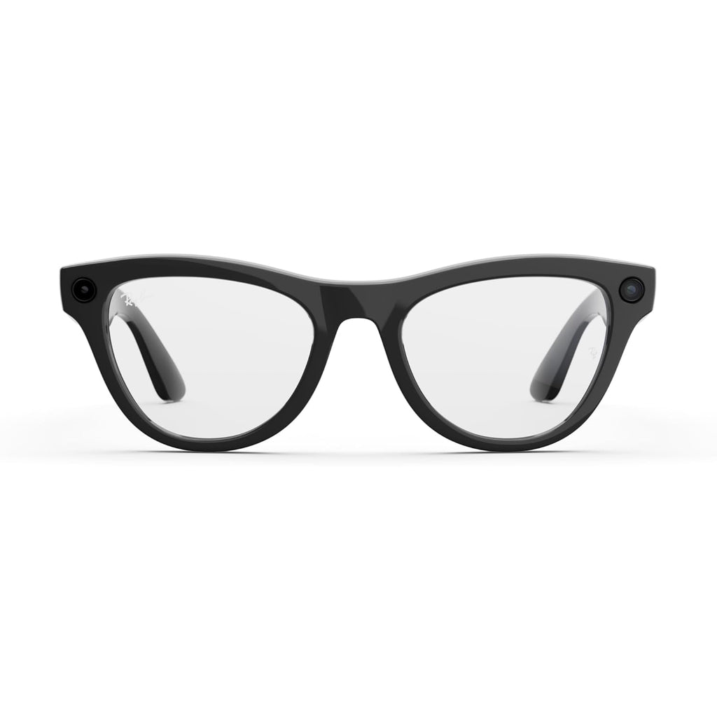 Ray-Ban  (Gen 1), Skyler, Shiny Black | Smart AI Glasses for Men, Women — 12 MP Ultra-Wide Camera, Open-Ear Speakers for Audio, Video Recording and Bluetooth — Clear Lenses — Wearable Technology