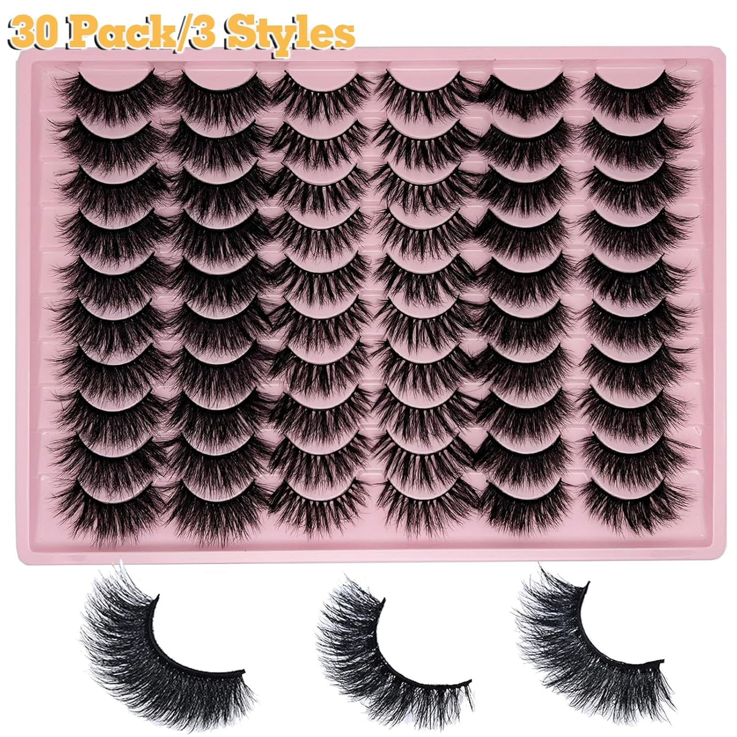 Loladook Mink Lashes Pack Fluffy Wispy Strip Lashes Natural Look 3D Cat Eye Eyelashes Book 18Mm Long Volume C Curl Faux Mink Lash Strips Multipack (3 Styles)