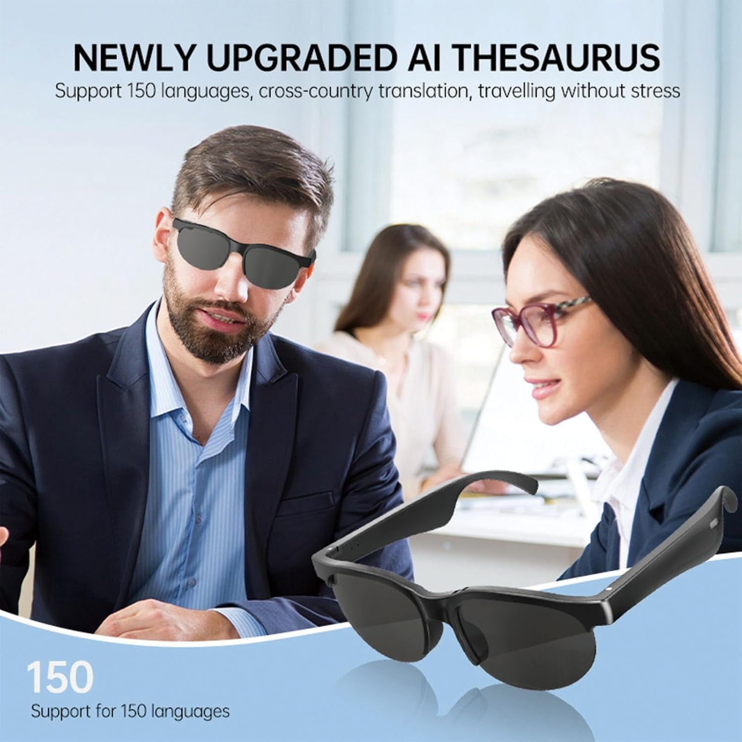 AI Smart Bluetooth Sunglasses, Audio Glasses with Speakers, Translation & Polarized UV400 Sport Glasses, Unisex Gafas Inteligentes