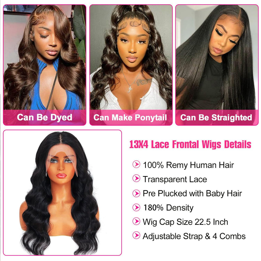 CSCHS Body Wave Wig 13X6 HD Lace Front Wigs Human Hair Pre Plucked Body Wave Lace Front Wigs Human Hair 200 Density Frontal Wigs for Black Women Human Hair Wig 26 Inch