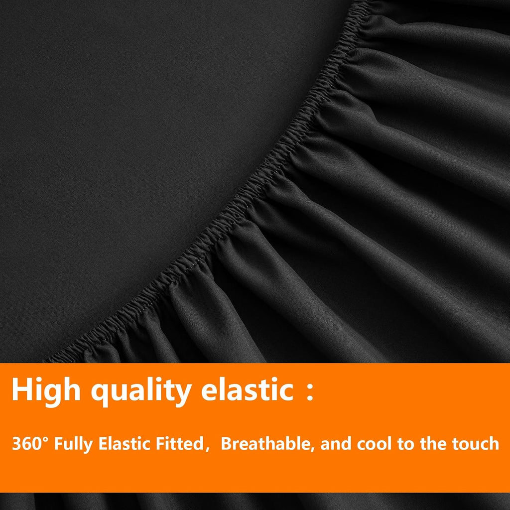 TAIMIT Queen Size Comforter Set - 7 Pieces, Bed in a Bag Bedding Sets with All Season Soft Quilted Warm Fluffy Reversible Comforter,Flat Sheet,Fitted Sheet,2 Pillow Shams,2 Pillowcases,Black