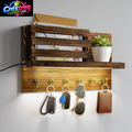 Human Body Motion Sensor Lights Indoor Key Holder Wall Mount Key and Mail Storage Holder for Wall with 6 Hooks Key Rack for Entryway Home Decor with Motion LED
