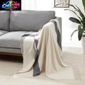 Amazon Basics Room Decor Throw Blanket, Lightweight and Cozy Polyester, 50"X 60", Ivory with Blue Cross-Check Pattern, Thin