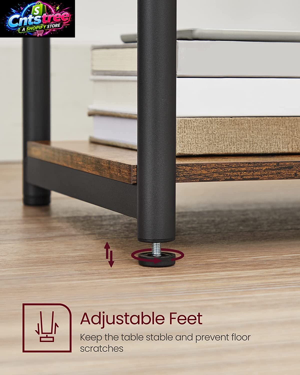 VASAGLE BARNET Collection - Side Table, Small End Table for Living Room, Modern Tall Nightstand, Bedroom, Office, Bathroom, Steel Frame, Rustic Brown and Ink Black ULET273B01