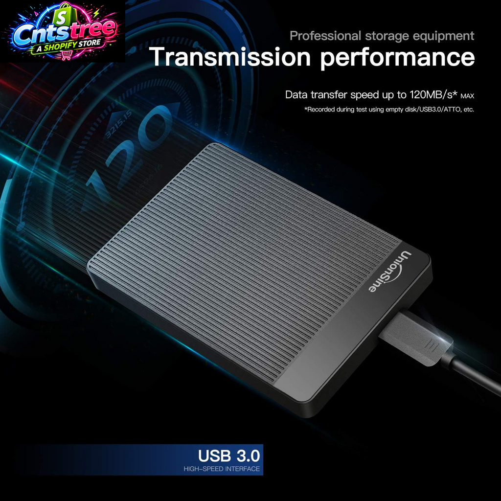 Unionsine 500GB Ultra Slim Portable External Hard Drive HDD-USB 3.0 for PC, Mac, Laptop, PS4, Xbox One, Xbox 360-(Black)