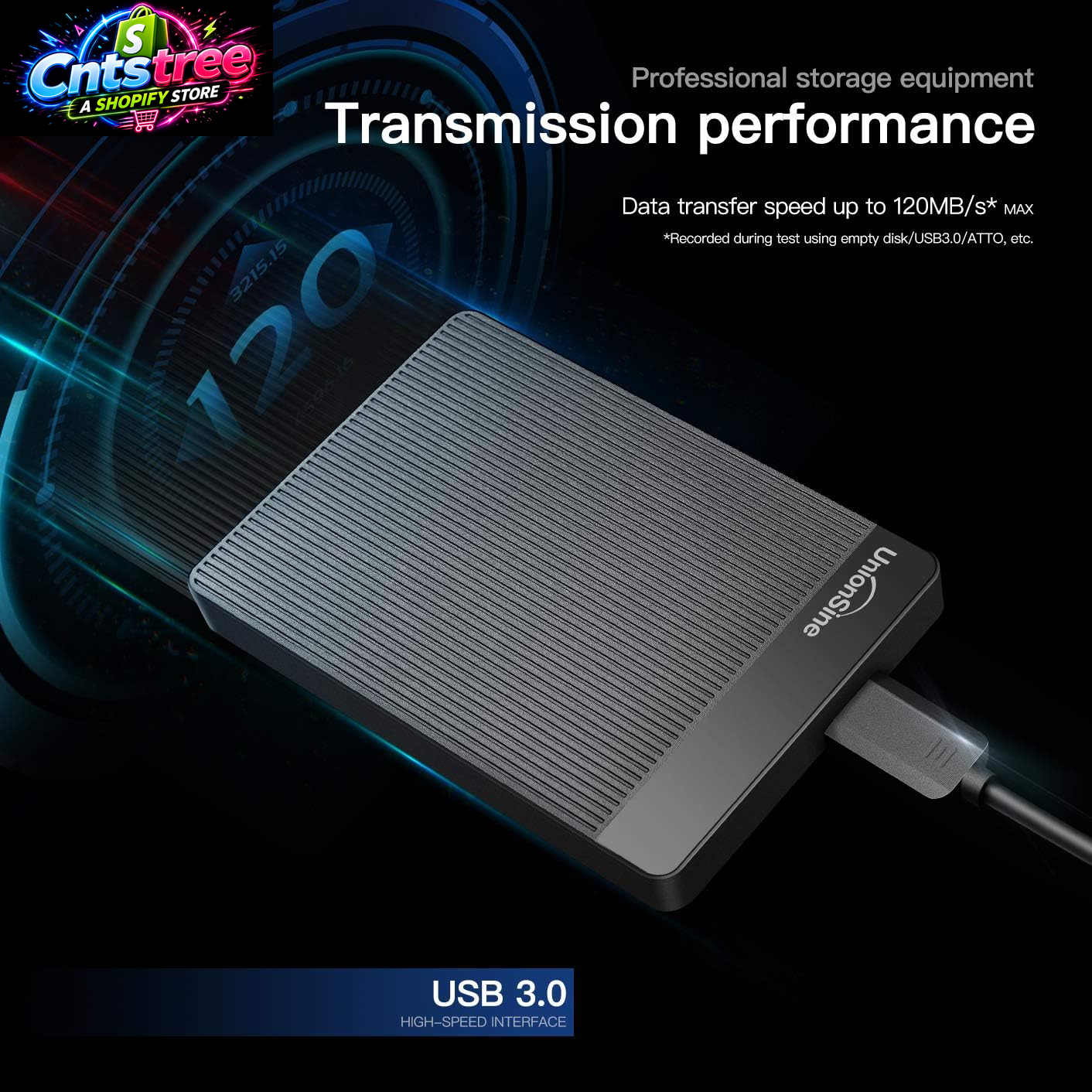 Unionsine 500GB Ultra Slim Portable External Hard Drive HDD-USB 3.0 for PC, Mac, Laptop, PS4, Xbox One, Xbox 360-(Black)