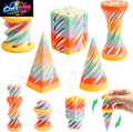 5 Packs Impossible Cone Fidget Toys, 3D Printed Spiral Cone Sensory Toy for Stress Relief, Kids & Adults Classroom Prize Gift (Carnival Rainbow)