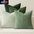 MIULEE Boho Farmhouse Sage Green Throw Pillow Covers 18X18 Inch Set of 4 Mordern Nordic Cushion Covers Soft Corduroy Spring Home Decor for Couch Bed Sofa Living Room Forest Green