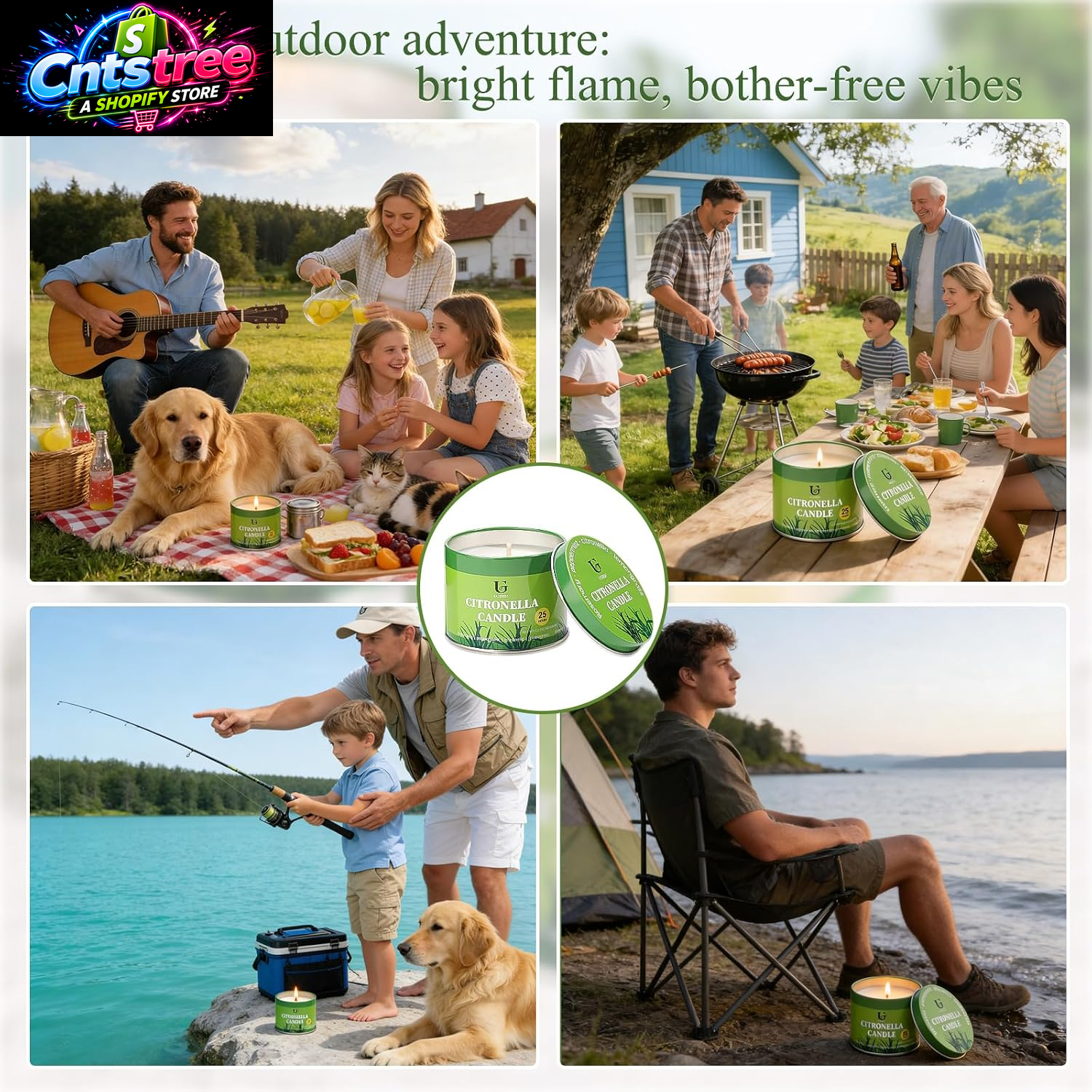 Citronella Candles Outdoor for Camping Patio, Essential Oil Candles for Yard and Outside, Natural Non-Toxic Soy Wax Candle for Backyard Travel Indoor Home Decor, Burns 26 Hours, 5.3Oz, 2 Pack