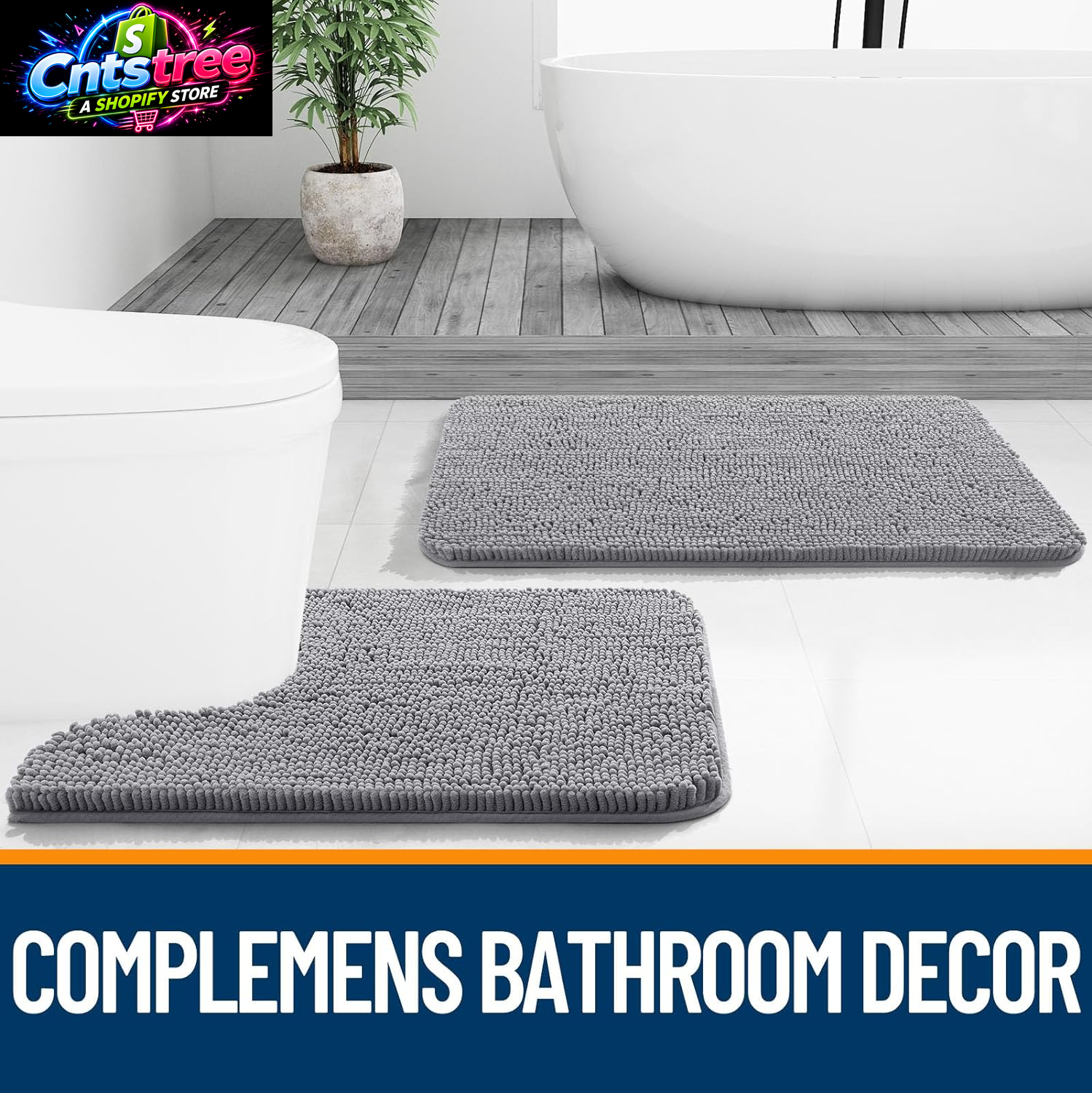 OLANLY Bathroom Rugs 30X20, Extra Soft Absorbent Chenille Bath Rugs, Rubber Backing Quick Dry, Machine Washable Bath Mats for Bathroom Floor, Tub and Shower, Home Decor Accessories, Grey