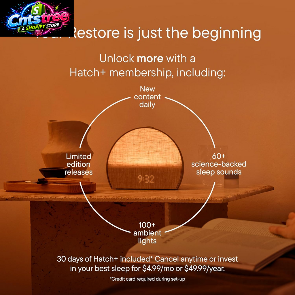 Hatch Restore 3 Sunrise Alarm Clock, Sound Machine, Smart Light (Putty) - White Noise, Screen-Free Sleep Routine