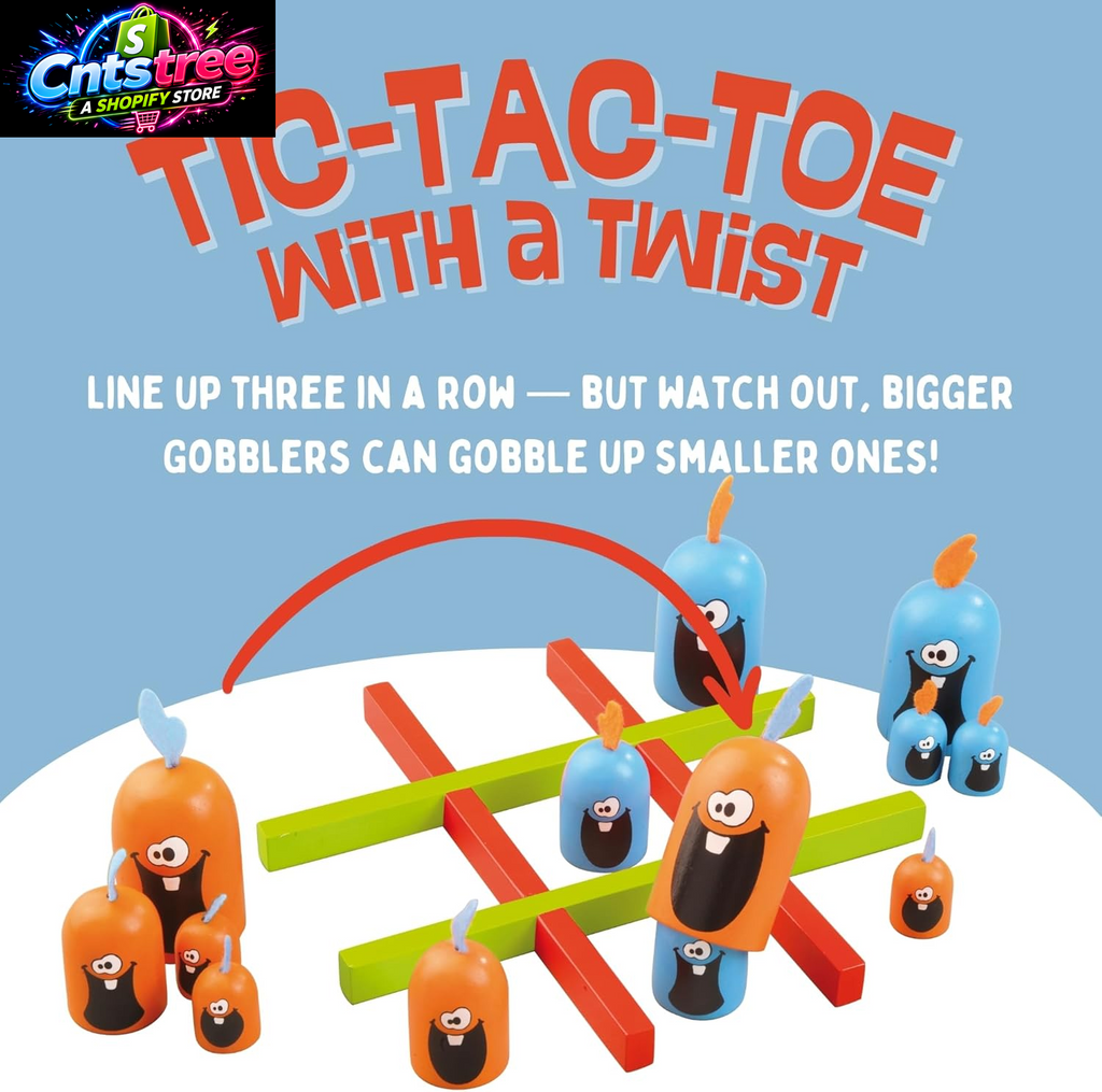 Blue Orange Gobblet Gobblers, Plastic - Tic Tac Toe Strategy Game for Kids, Families and Adults, Educational and Award Winning