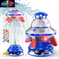 UFO Water Sprinkler for Kids, Spinning Outdoor Water Rocket Toy with Lights | Adjustable Spray Height, DIY Space Stickers, Backyard Lawn Splash Play, Summer Party Gift for Boys & Girls Ages 3-12