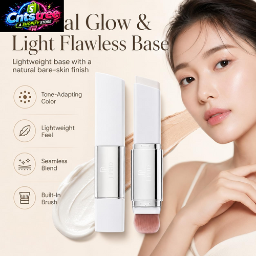 2 in 1 White Color Changing Korean Foundation Stick with Brush Makeup (02#) | Moisturizing ,Long-Lasting Hydration, Light Coverage Concealer,For All Skin Types,Face Foundation Stick