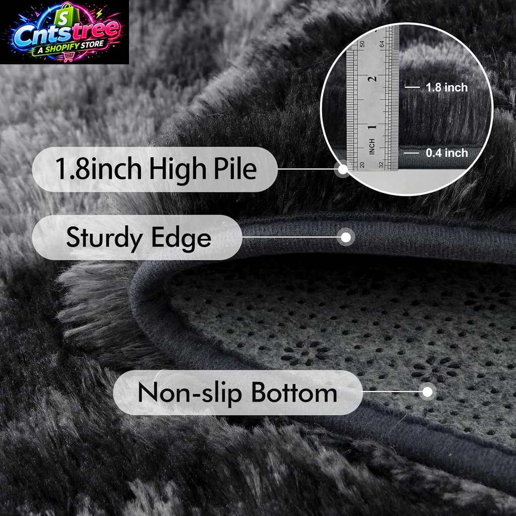 6X9 Ft Large Shag Rugs for Living Room Decor, Tie-Dyed Ultra Soft Fluffy Furry Area Rugs for Bedroom Indoor Floor, Aesthetic Carpet for Kids Home (Dark Grey)