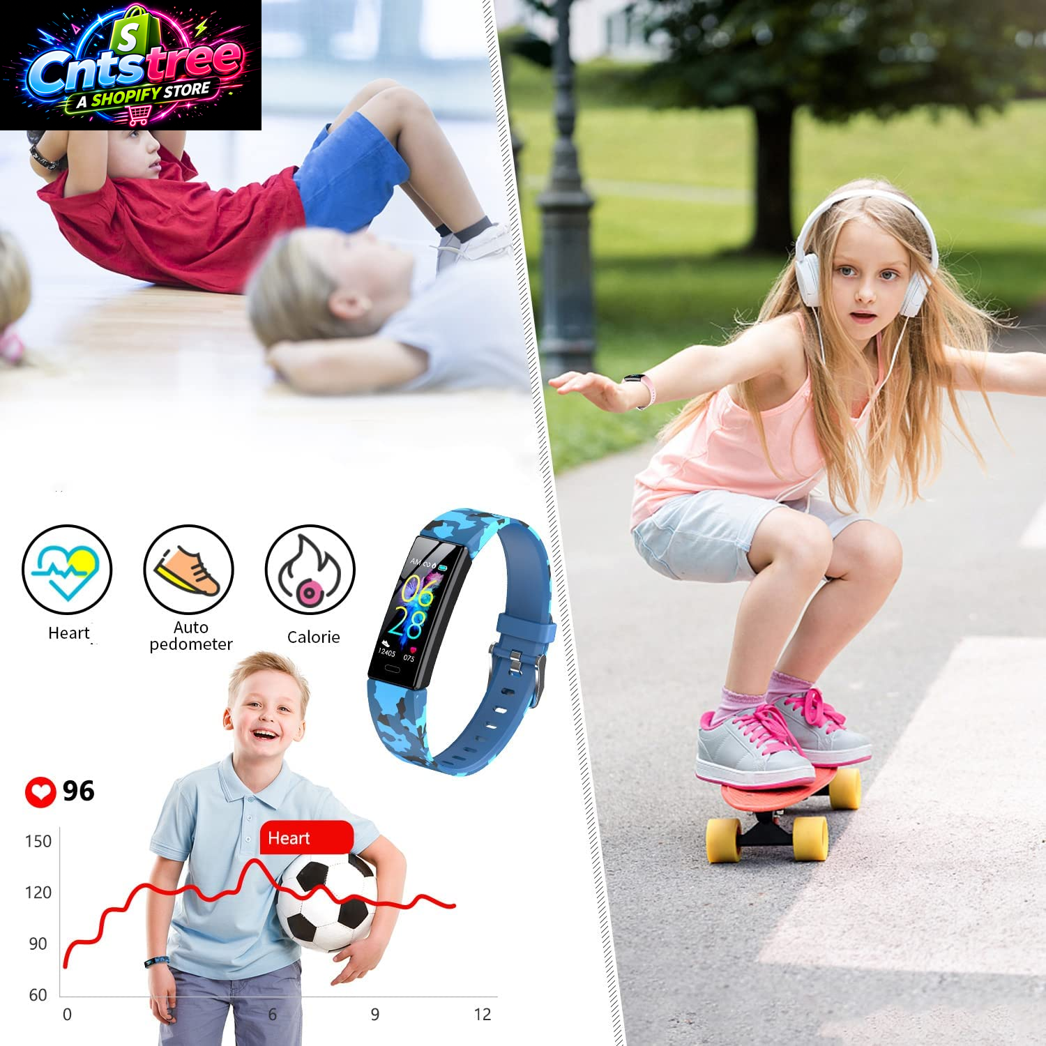 Kids Watch Fitness Tracker, Fitness Watches for Kids, Activity Tracker with Pedometers, Stopwatch, IP68 Waterproof, 11 Sport Modes Smart Watch for Kids Age 6-16 Years Old