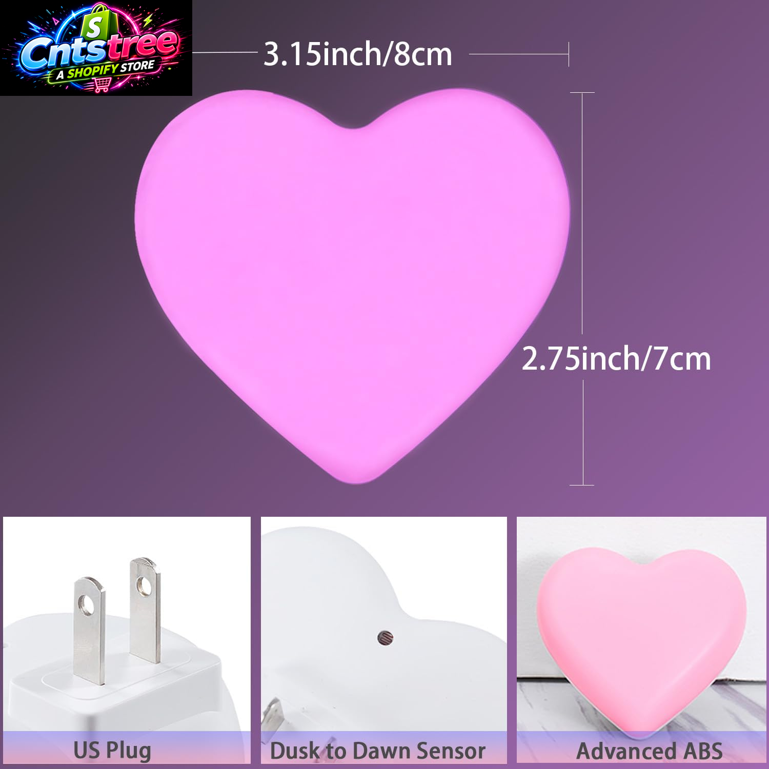 INZU Night Lights Plug into Wall, LED Night Light for Kids, Cute Nightlight with Auto Dusk to Dawn Sensor, LED Nightlight with Soft Warm Light for Bedroom, Nursery, Bathroom, Hallway (Pink)