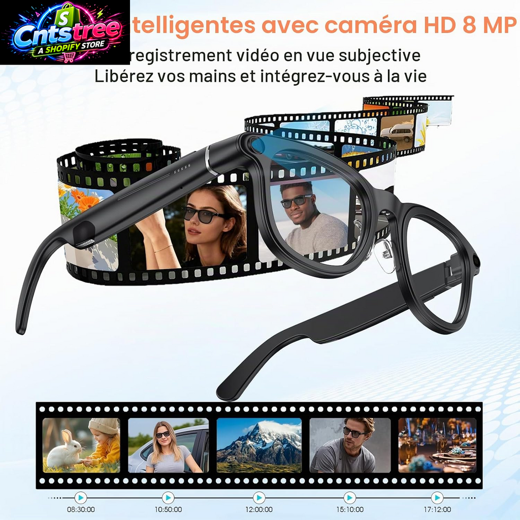 2026 AI Smart Glasses 4K Caméra HD 1200P Lunettes Avec Enregistrement Vidéo, Traduction Simultanée/Identification D'Objet GPT, Lentilles Photochromiques, Avec Étui De Charge 3600 Mah