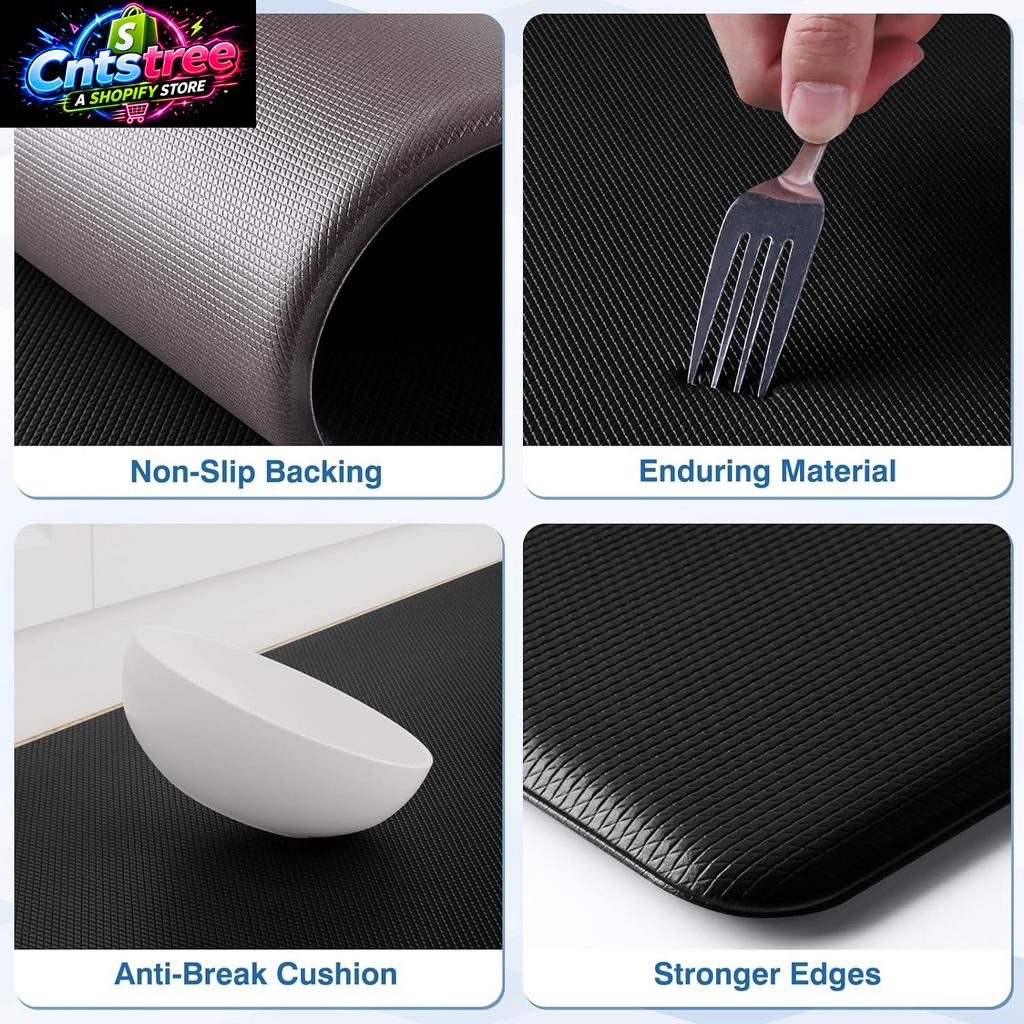 Steprite Kitchen Mats, 2PCS Kitchen Rugs, Cushioned anti Fatigue Kitchen Mats for Floor, Non-Slip Standing Desk Mat, Waterproof Kitchen Rug Set for Kitchen, Floor, Office, 17.3"X30"+17.3"X47", Black