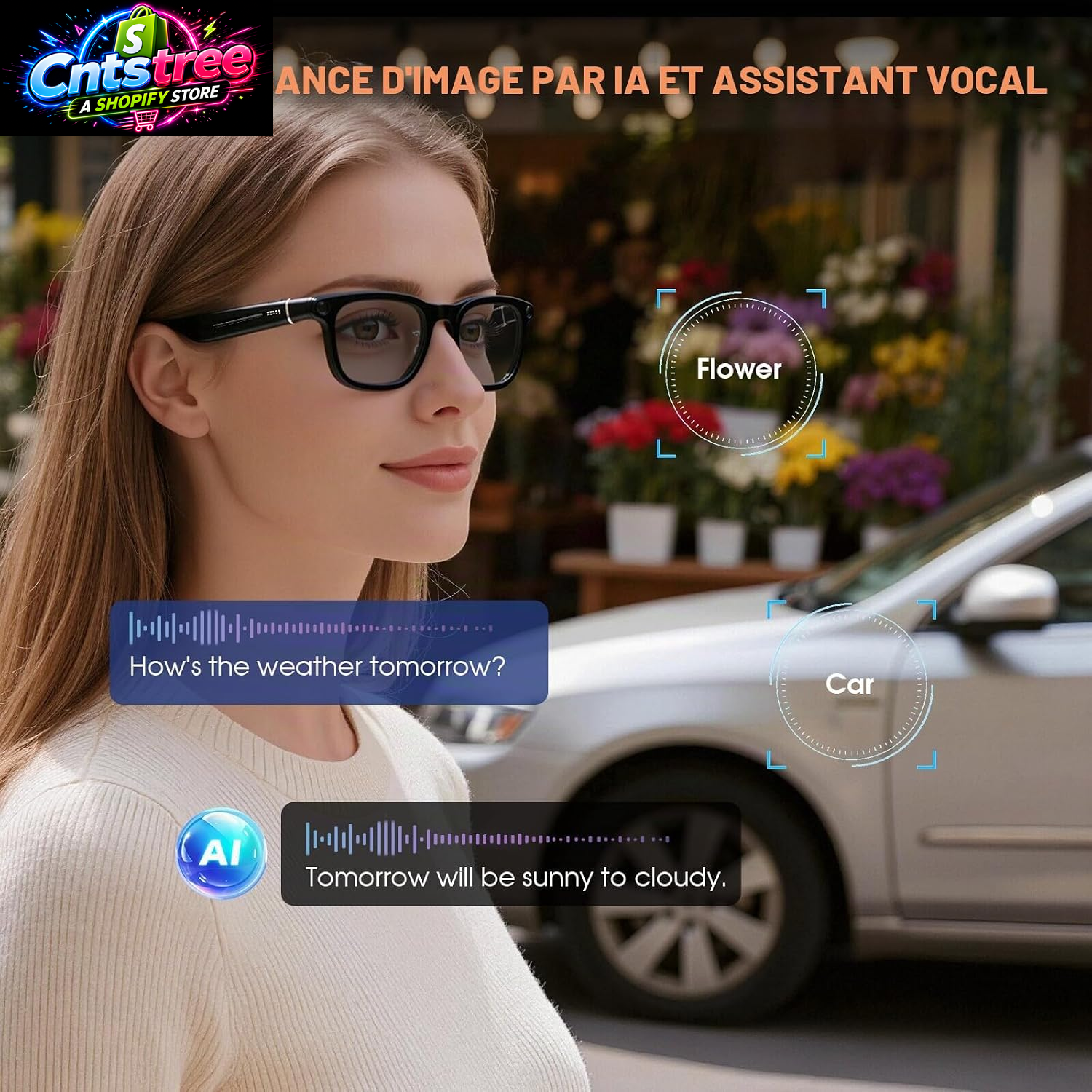 2026 AI Smart Glasses 4K Caméra HD 1200P Lunettes Avec Enregistrement Vidéo, Traduction Simultanée/Identification D'Objet GPT, Lentilles Photochromiques, Avec Étui De Charge 3600 Mah