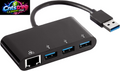 Amazon Basics 4-Port USB 3.0 Hub with 3 USB-A Ports & 1 RJ45 Gigabit Ethernet Port, High-Speed Network Adapter for Laptops, Black