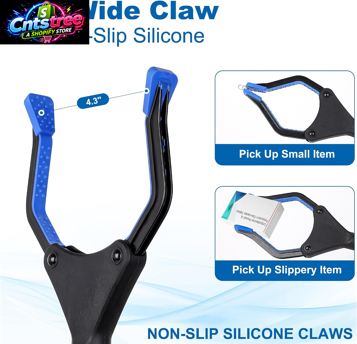 Reacher Grabber Pickup Tool, 32 Inch Grabber Reacher Tool for Seniors, Foldable Reaching Aid with 4.3 Inch Wide Jaw, Trash Picker Upper Grabber, Lightweight Mobility Aid for Elderly