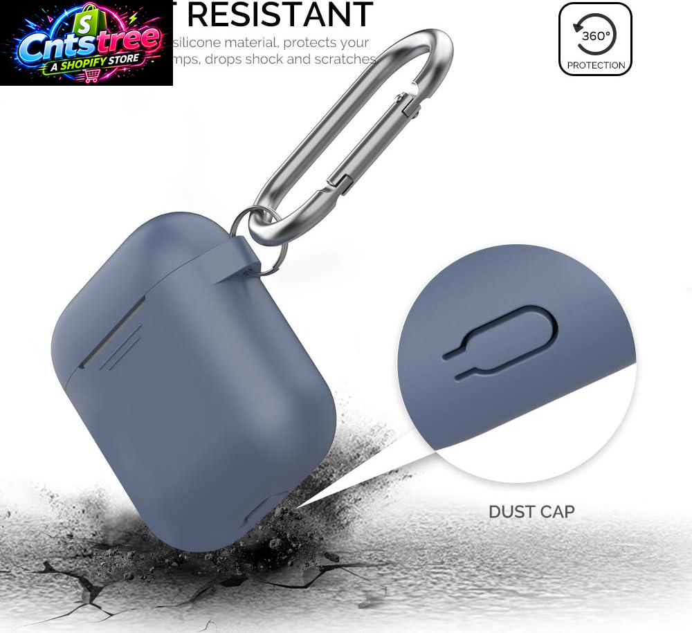Ahastyle Upgrade Silicone Case Protective Cover | [Front LED Visible] Compatible with Apple Airpods 2 & 1 (Navy Blue)