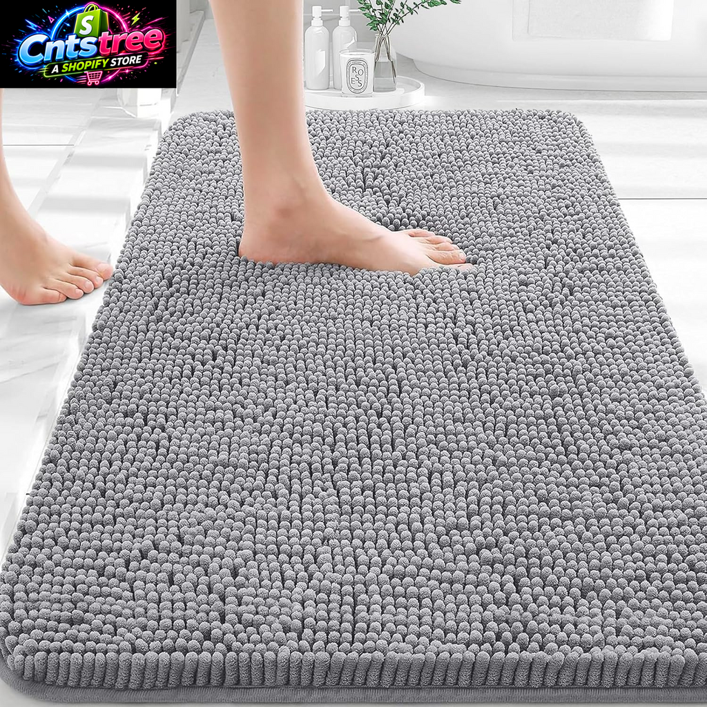 OLANLY Bathroom Rugs 30X20, Extra Soft Absorbent Chenille Bath Rugs, Rubber Backing Quick Dry, Machine Washable Bath Mats for Bathroom Floor, Tub and Shower, Home Decor Accessories, Grey
