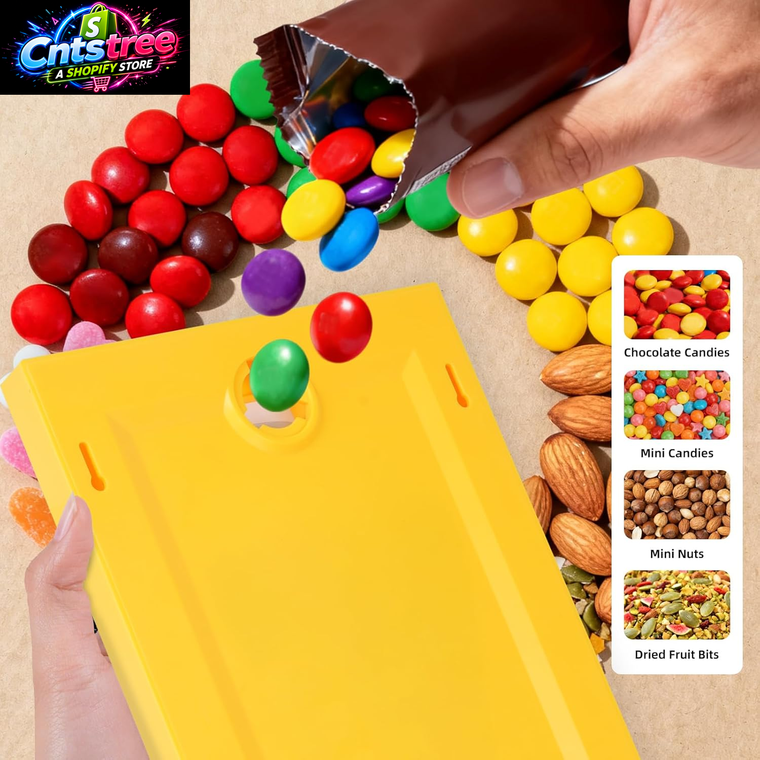 Candy Dispenser Picture Hanging Frame - Gumball Machine in a Frame, Wall Candy Dispenser Perfect for Candies & Nuts, Birthday Christmas Gift for All Ages, Large 12" X 8" (Yellow)