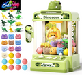 STACTCUTE 32PCS Dinosaur Claw Machine for Kids (Small) | Mini Vending Machine with Music & Adjustable Volume, Electronic Arcade Game Prize Dispenser for Birthday Toys Gifts Age 3+