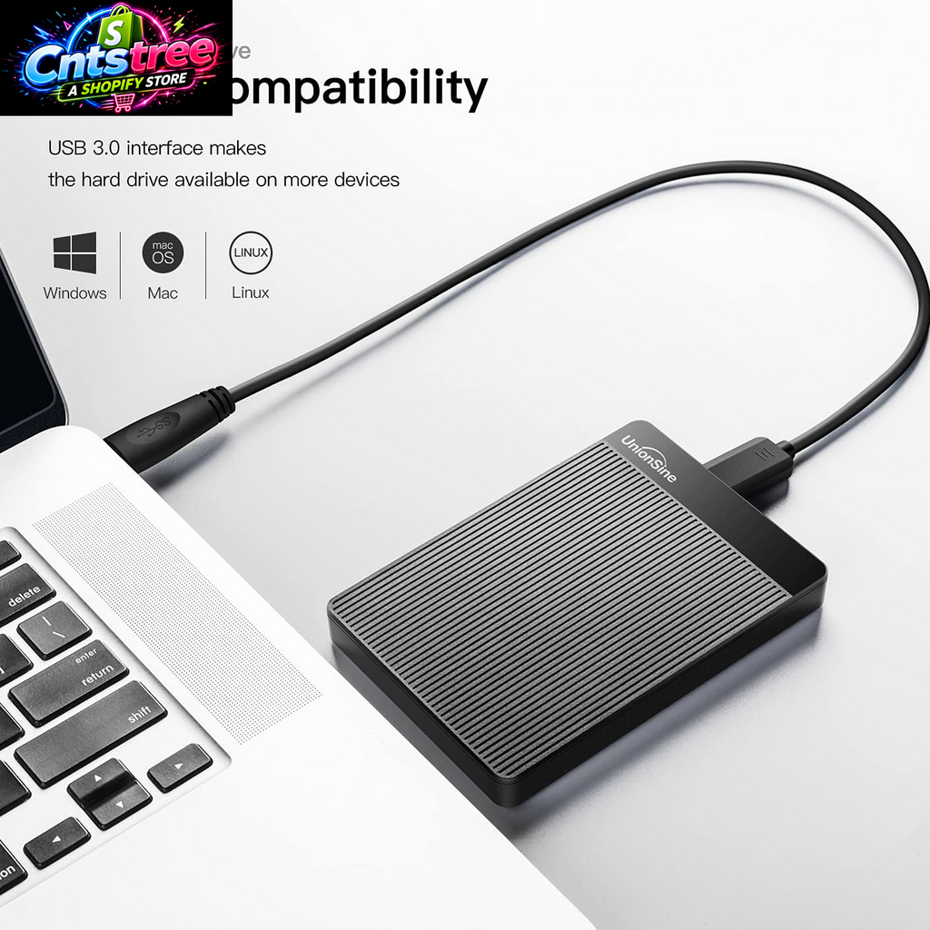 Unionsine 500GB Ultra Slim Portable External Hard Drive HDD-USB 3.0 for PC, Mac, Laptop, PS4, Xbox One, Xbox 360-(Black)