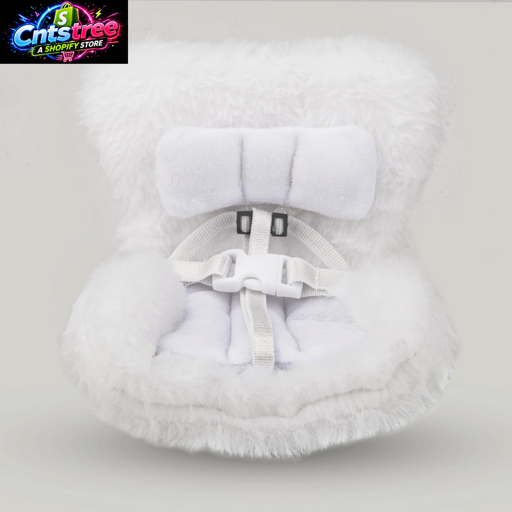 Mini Doll Car Seat for 17Cm Dolls, Clip-On Air Vent Safety Seat with Soft Plush Cushion and ABS Base, Cute Car Decoration & Display Stand for Collectors and Toy Fans, White