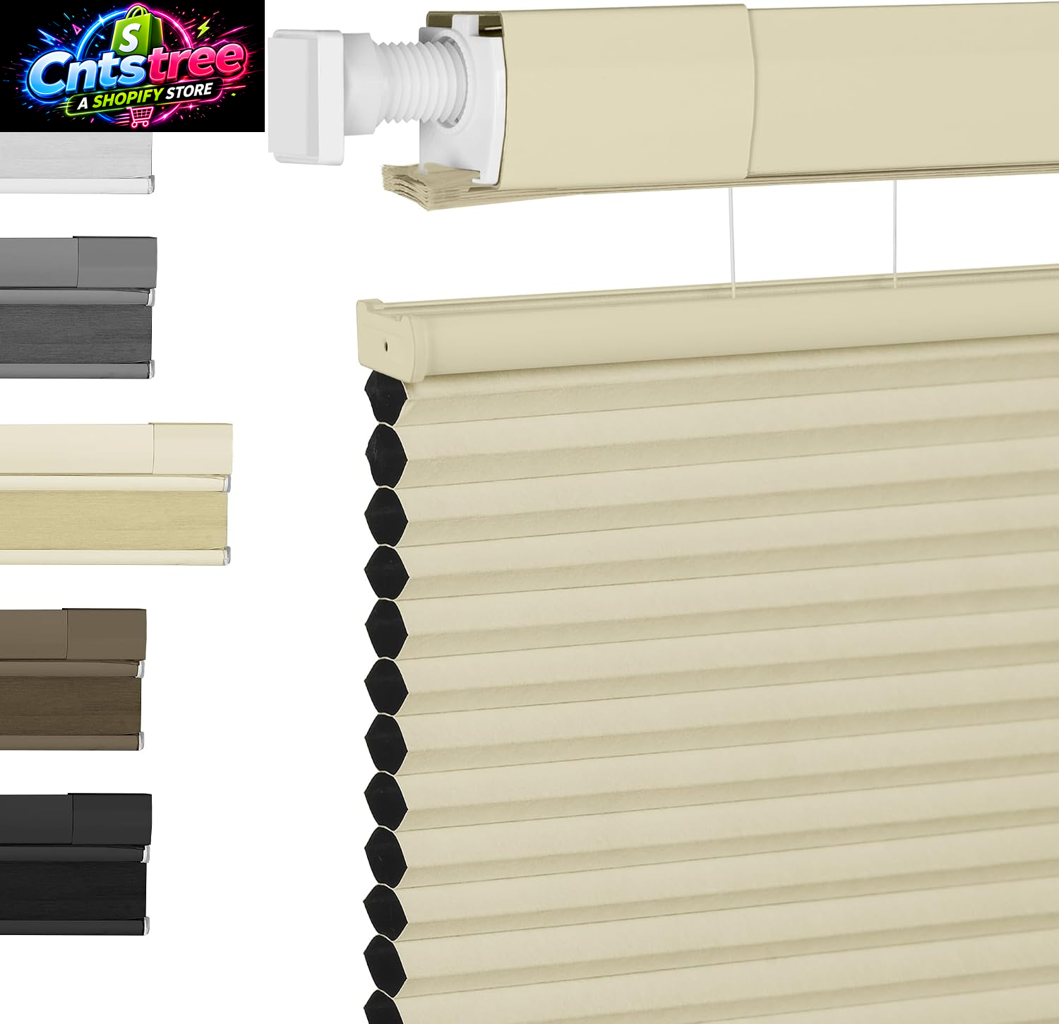 BERISSA Top down Bottom up Cordless Cellular Shades,No Drill Blinds 34"X48" | Beige Blackout TDBU Adjusts Light & Privacy. No-Drill Mount. Honeycomb Saves Energy, Insulates, Blocks Light & Cuts Noise.