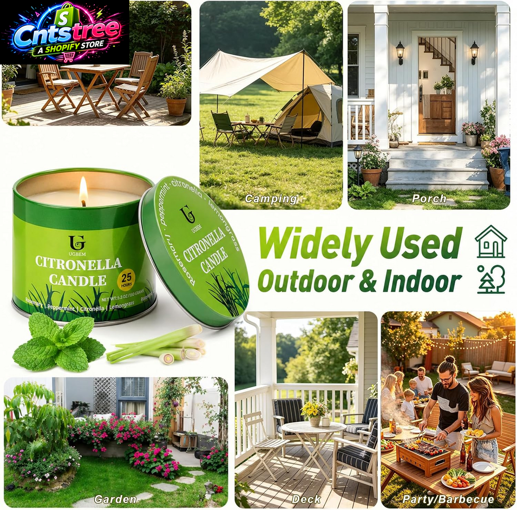 Citronella Candles Outdoor for Camping Patio, Essential Oil Candles for Yard and Outside, Natural Non-Toxic Soy Wax Candle for Backyard Travel Indoor Home Decor, Burns 26 Hours, 5.3Oz, 2 Pack